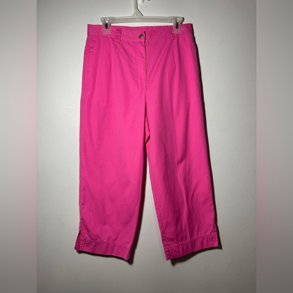 Pendleton Cotton Wide Leg Vibrant Pink Ankle Pants Size 12 Spring Office